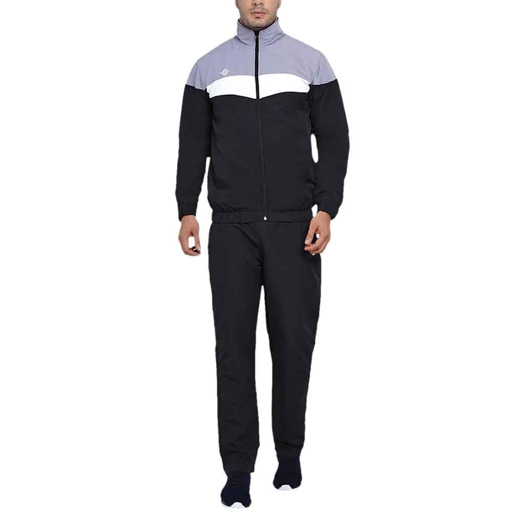 Nivia Dobby 2.0 Track Suit/Sportswear Regular Fit Track Suits/Athletic Gym Running Jogging Suit Set (Dark Grey/Red/White, L)