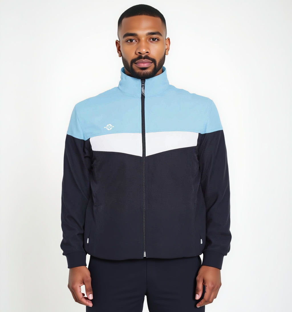 Nivia Dobby 2.0 Track Suit/Sportswear Regular Fit Track Suits/Athletic Gym Running Jogging Suit Set (Dark Grey/Red/White, L)
