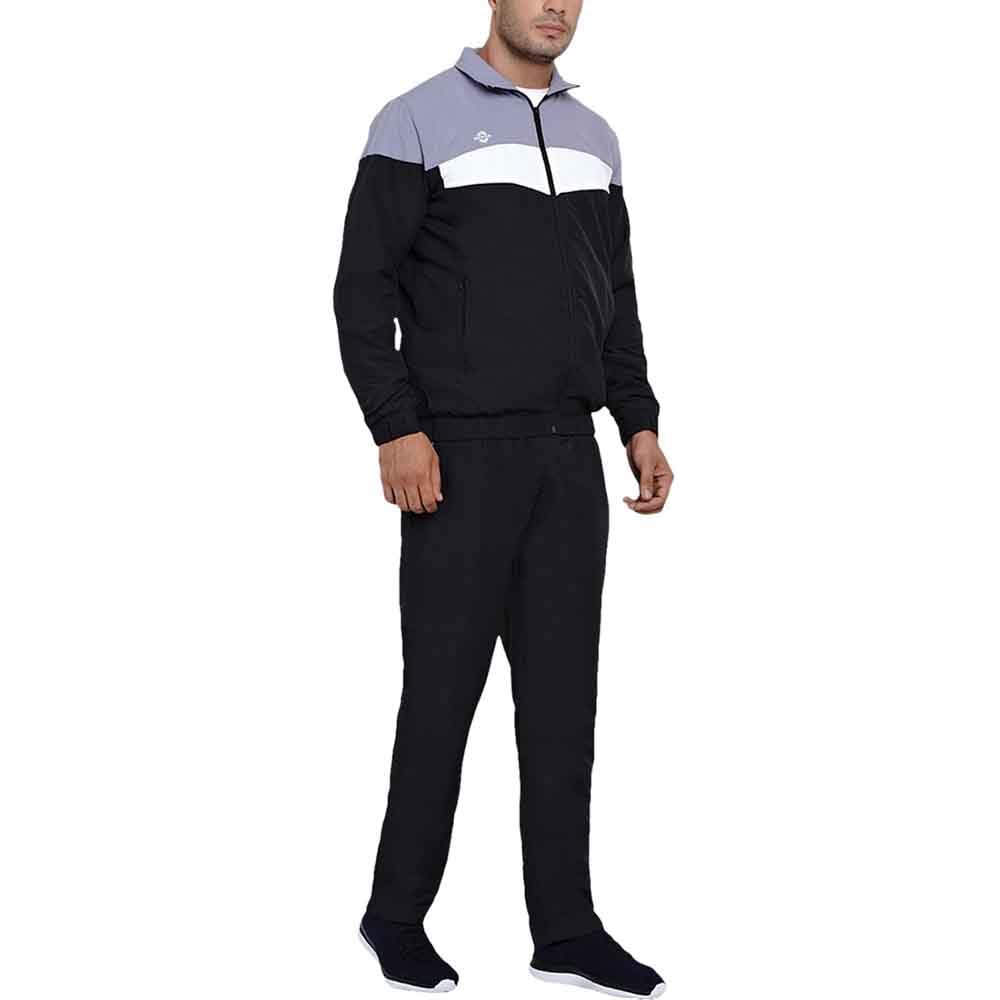 Nivia Dobby 2.0 Track Suit/Sportswear Regular Fit Track Suits/Athletic Gym Running Jogging Suit Set (Dark Grey/Red/White, L)
