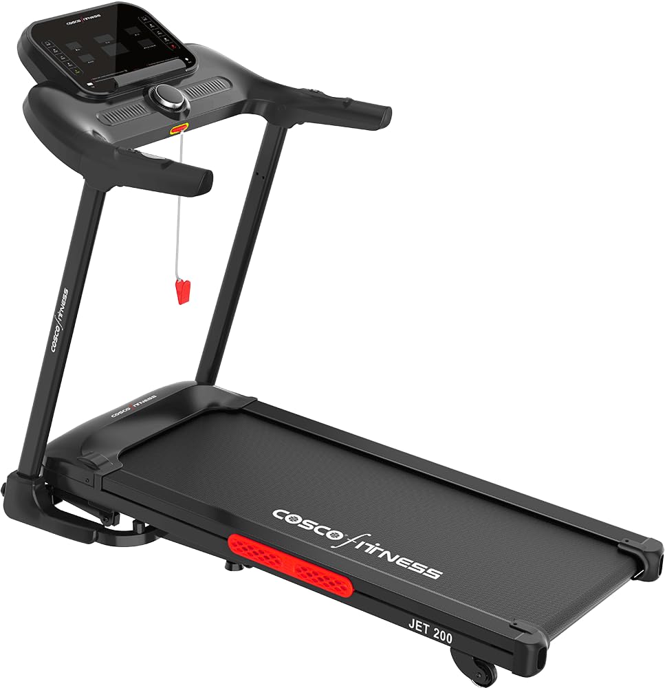 Cosco Fitness Jet 200 1.5HP DC Treadmill | 110kg Max Load | 0-15% Incline Running Belt | 16km/hr Speed | Massager | 16 Workout Programs | Premium Home Use Fitness