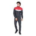 Nivia Dobby 2.0 Track Suit/Sportswear Regular Fit Track Suits/Athletic Gym Running Jogging Suit Set (Dark Grey/Red/White, L)
