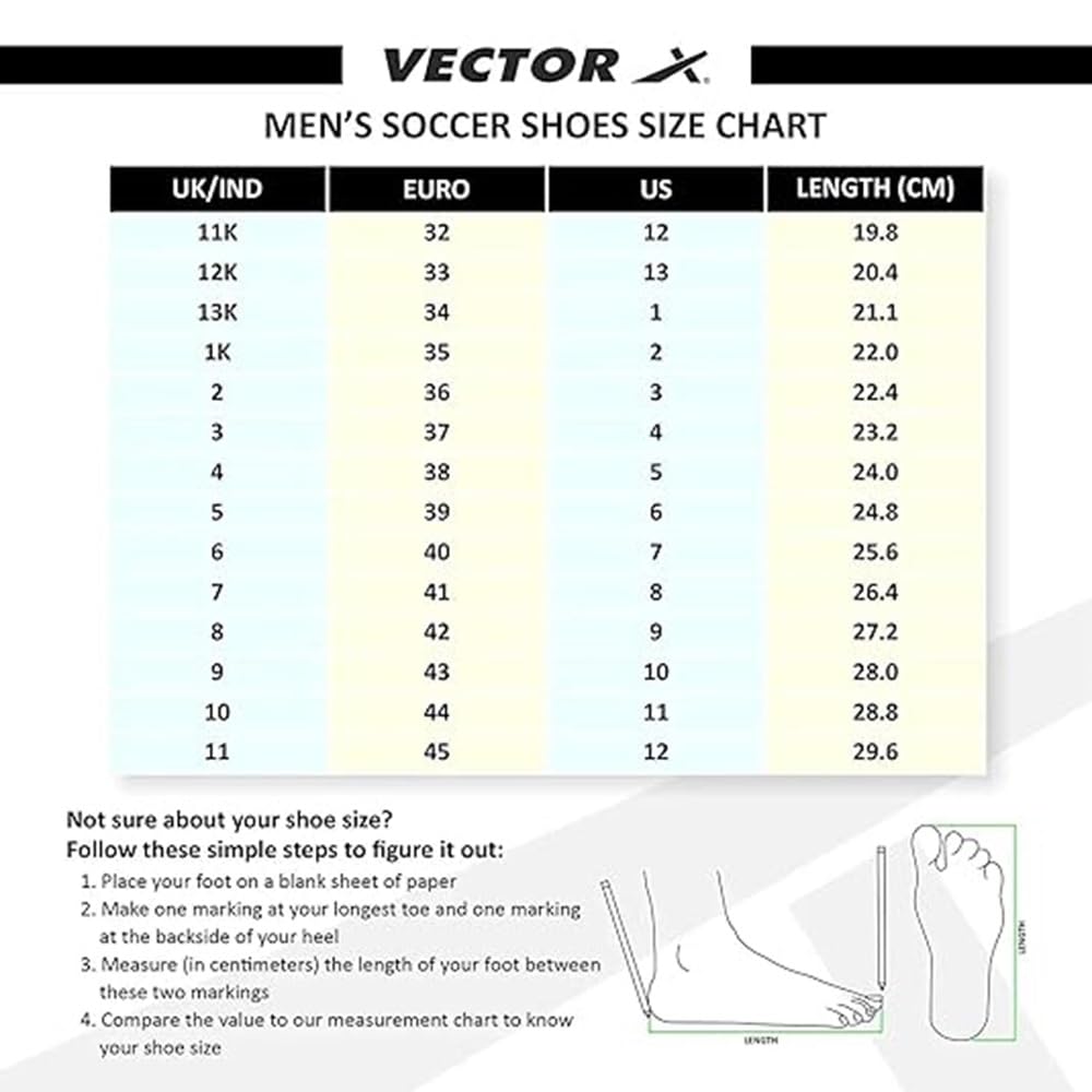 Vector X Men's Blaze Series Football Shoes with TPU/Synthetic Leather Upper|Comfortable Soccer Sports Shoe |Footwear Studs for Adult, Men & Boys | Walking |Lace-Up