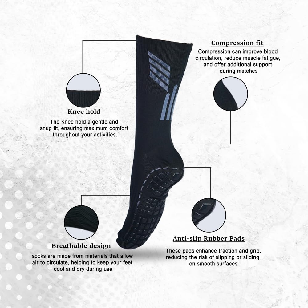 Mizaki Anti-Slip Football Sock, Leg sleev, Shingurd And Shingurd Supporter Combo Pack For Men&Women, All-in-One Football Accessories Pack,