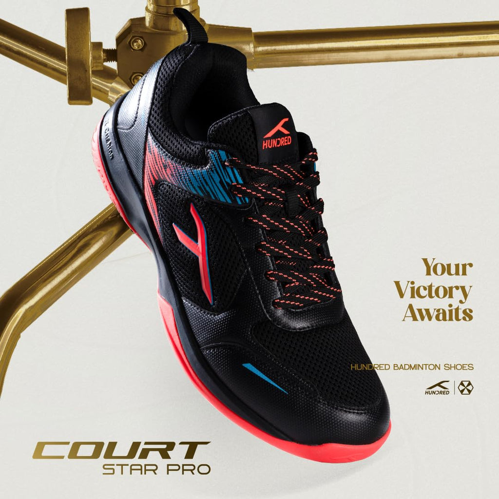 Hundred Court Star Pro Non Marking Badminton Shoes | Also Perfect for Squash, Table Tennis, Volleyball, Basketball & Indoor Sports | Lightweight & Durable