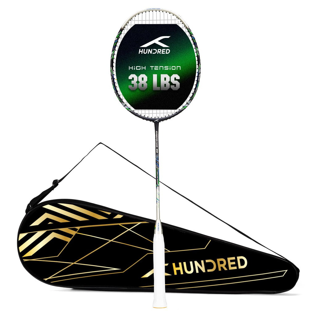 Hundred Predator Extra Strong Japan Made Graphite Unstrung Badminton Racket with Full Racket Cover Maximum Tension : ≤38lbs