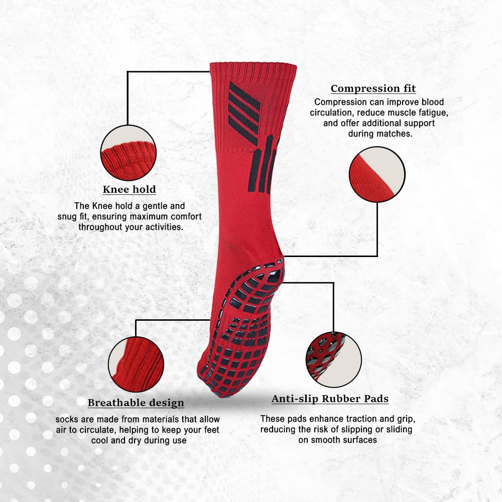 Mizaki Anti-Slip Football Sock, Leg sleev, Shingurd And Shingurd Supporter Combo Pack For Men&Women, All-in-One Football Accessories Pack,