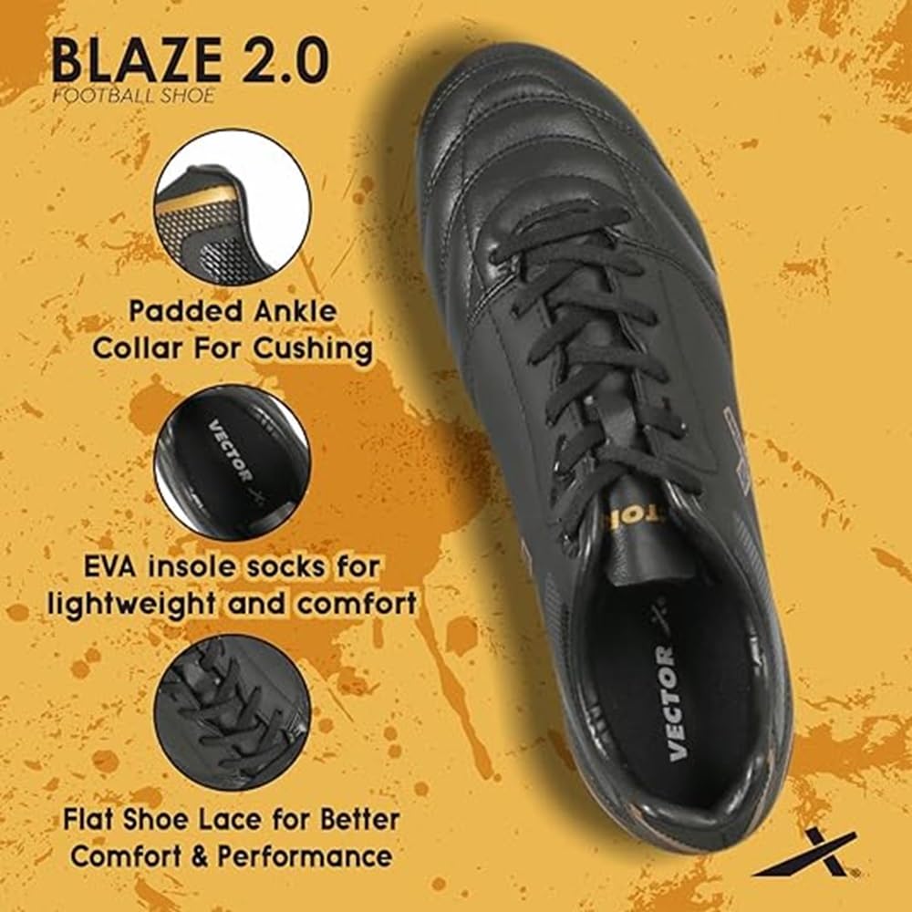 Vector X Men's Blaze Series Football Shoes with TPU/Synthetic Leather Upper|Comfortable Soccer Sports Shoe |Footwear Studs for Adult, Men & Boys | Walking |Lace-Up