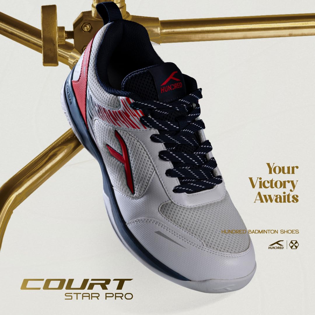 Hundred Court Star Pro Non Marking Badminton Shoes | Also Perfect for Squash, Table Tennis, Volleyball, Basketball & Indoor Sports | Lightweight & Durable