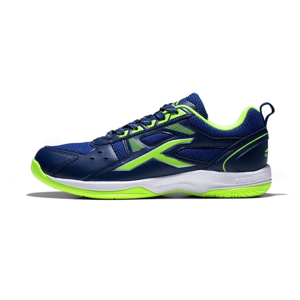Hundred Raze Badminton Shoes (Non Marking) | Also Perfect for Squash, Table Tennis, & Indoor Sports | Lightweight & Durable | X-Cushion, Active Grip Sole (White/Orange/Deep Sea Blue ; 8 UK)