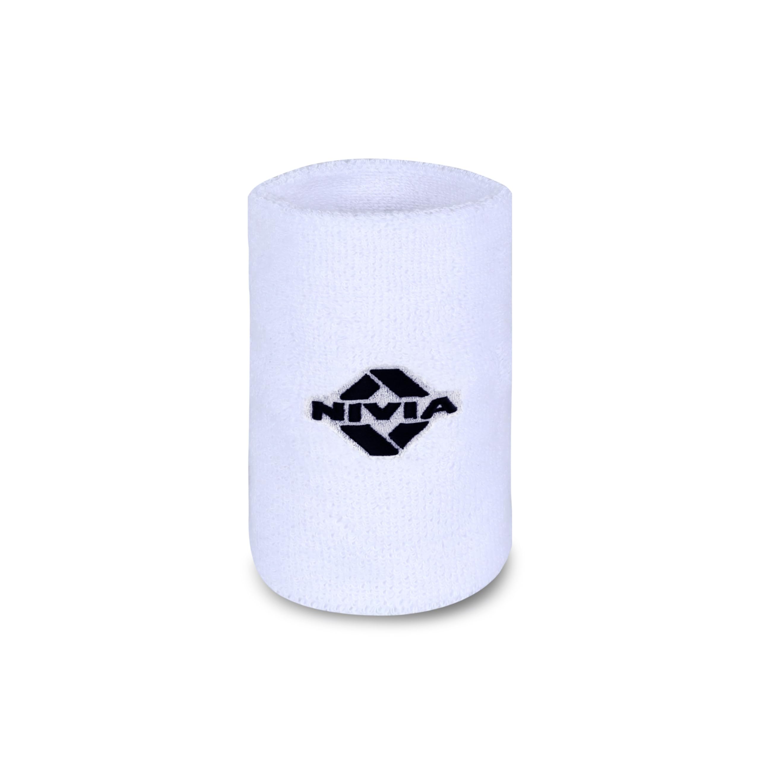 Nivia Sweatband for Men & Women, Wristbands for Tennis, Basketball, Running, Sweat Band for Gym & Athletes (Small, White),Cotton