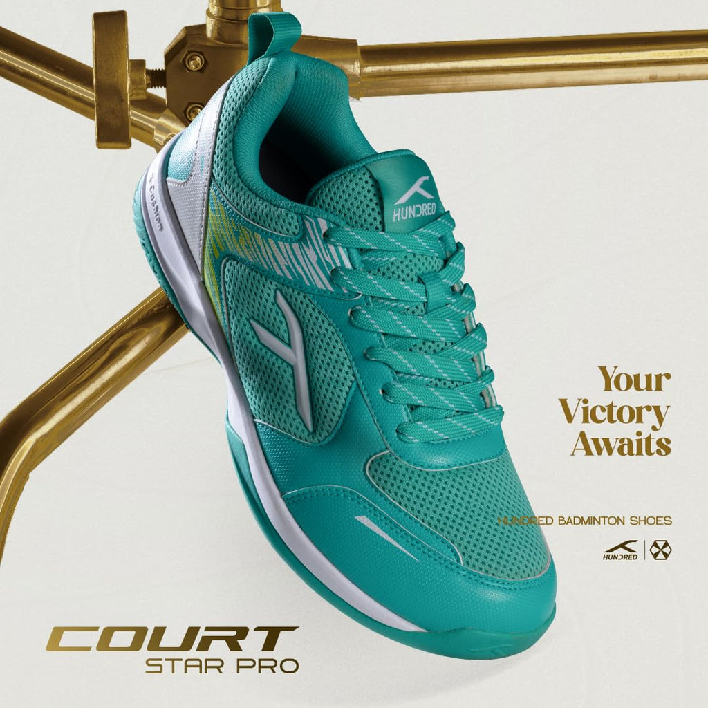 Hundred Court Star Pro Non Marking Badminton Shoes | Also Perfect for Squash, Table Tennis, Volleyball, Basketball & Indoor Sports | Lightweight & Durable