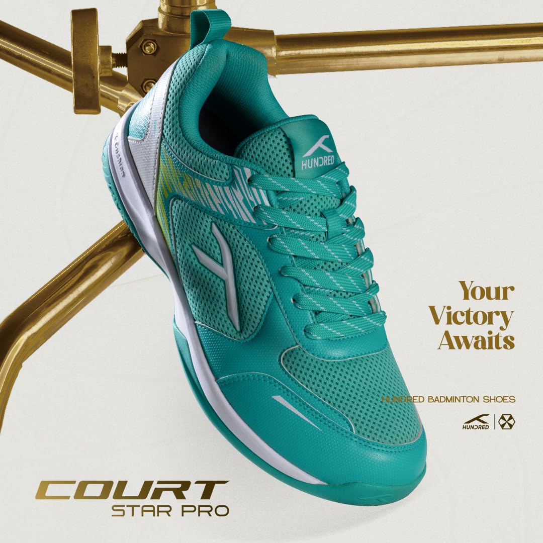 Hundred Court Star Pro Non Marking Badminton Shoes | Also Perfect for Squash, Table Tennis, Volleyball, Basketball & Indoor Sports | Lightweight & Durable