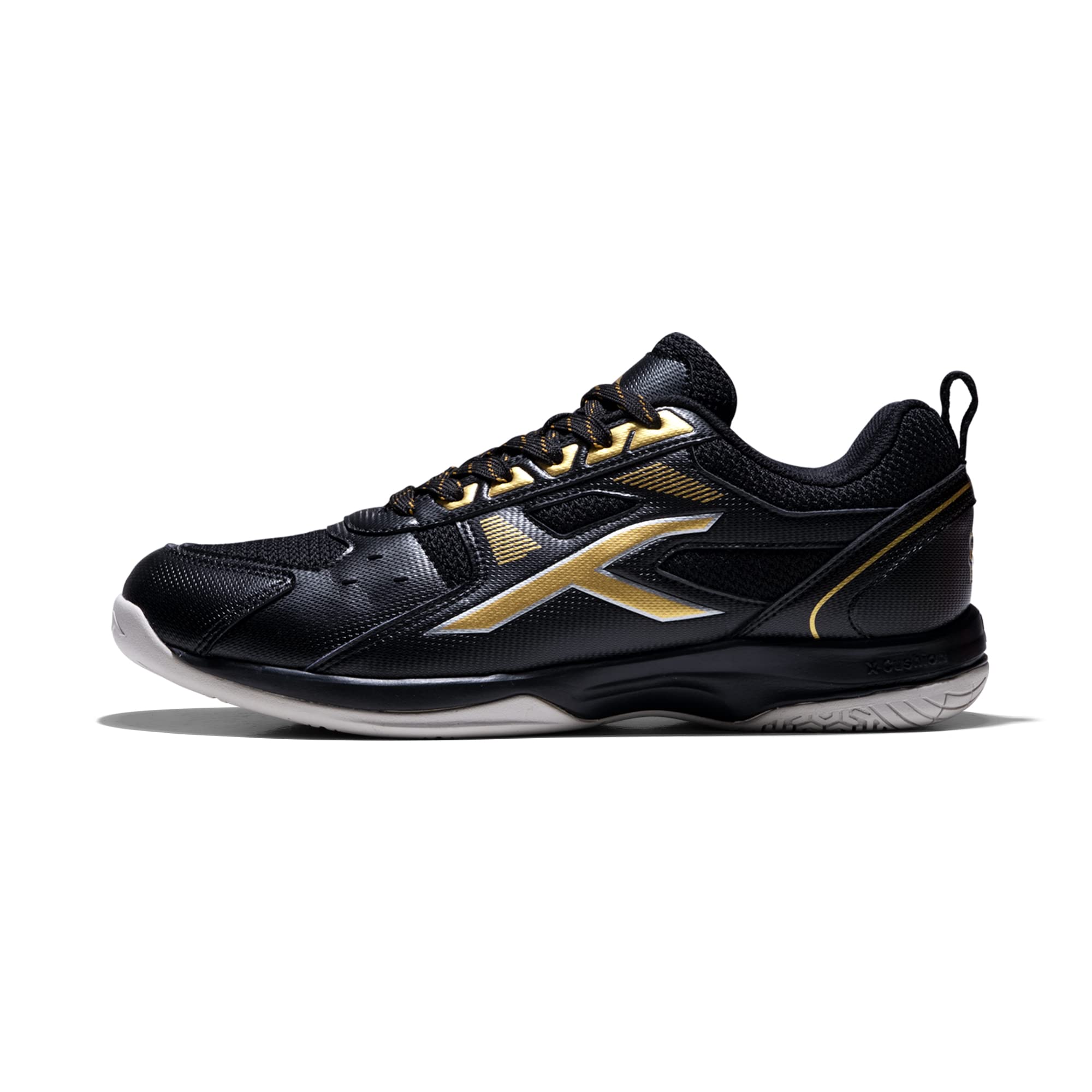 Hundred Raze Badminton Shoes (Non Marking) | Also Perfect for Squash, Table Tennis, & Indoor Sports | Lightweight & Durable | X-Cushion, Active Grip Sole (White/Orange/Deep Sea Blue ; 8 UK)