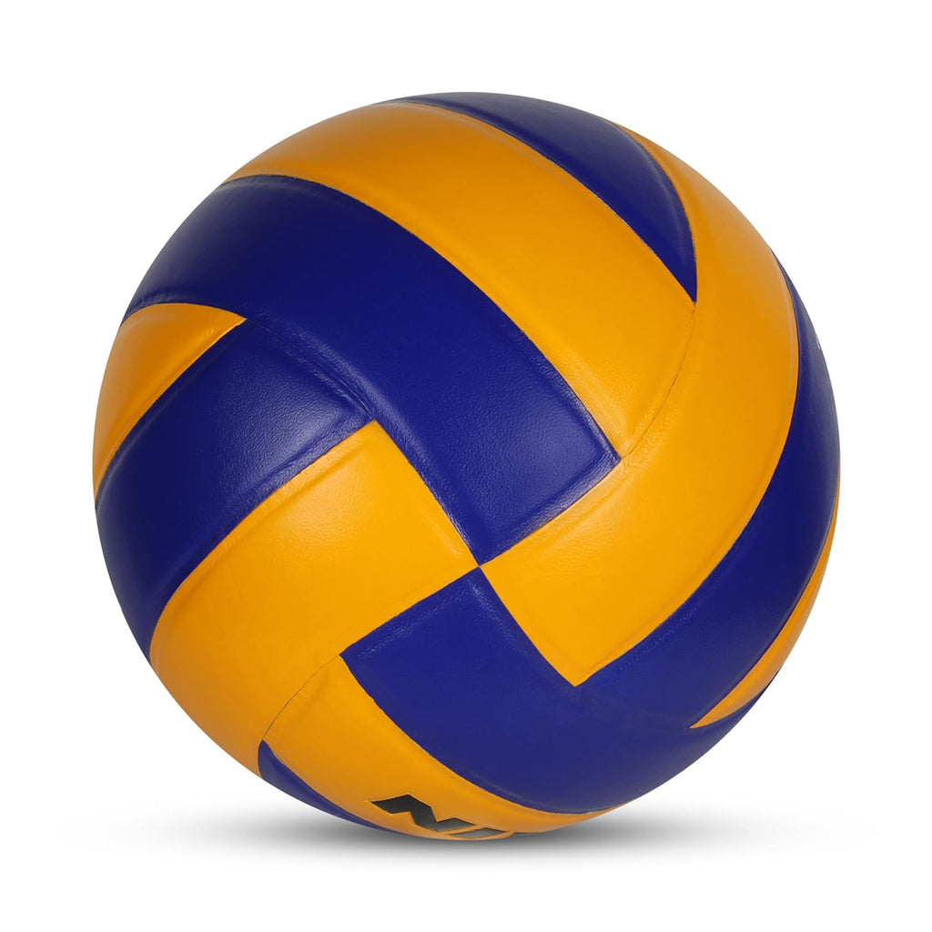 Nivia Spotvolley Volleyball, Match Ball, 12 Panels, Genuine Leather Pasted, Butyl Threadwounded Bladder, As Per VFI Standard, to Play on All Indoor & Outdoor Surfaces (Size - 4, Yellow/Blue)