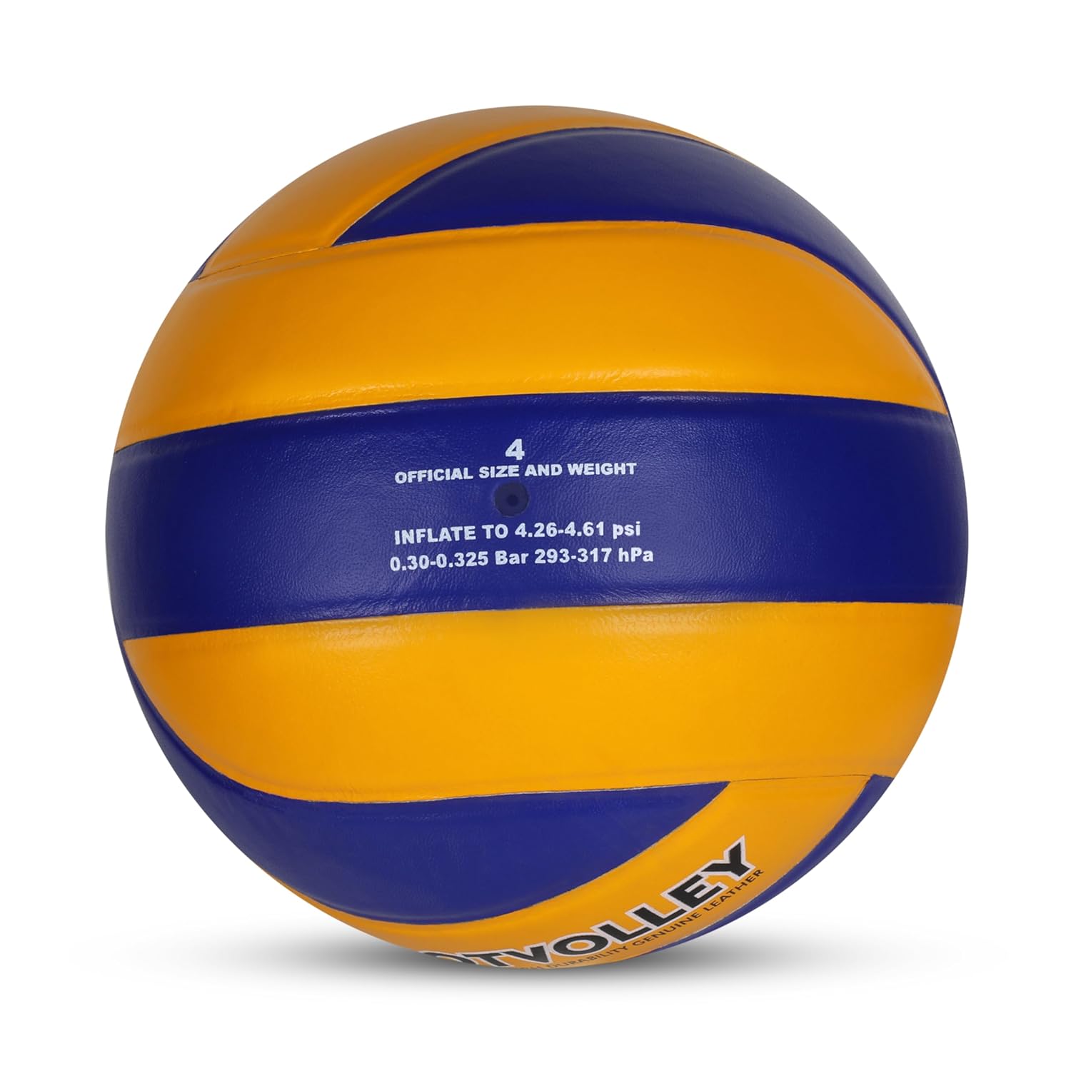Nivia Spotvolley Volleyball, Match Ball, 12 Panels, Genuine Leather Pasted, Butyl Threadwounded Bladder, As Per VFI Standard, to Play on All Indoor & Outdoor Surfaces (Size - 4, Yellow/Blue)