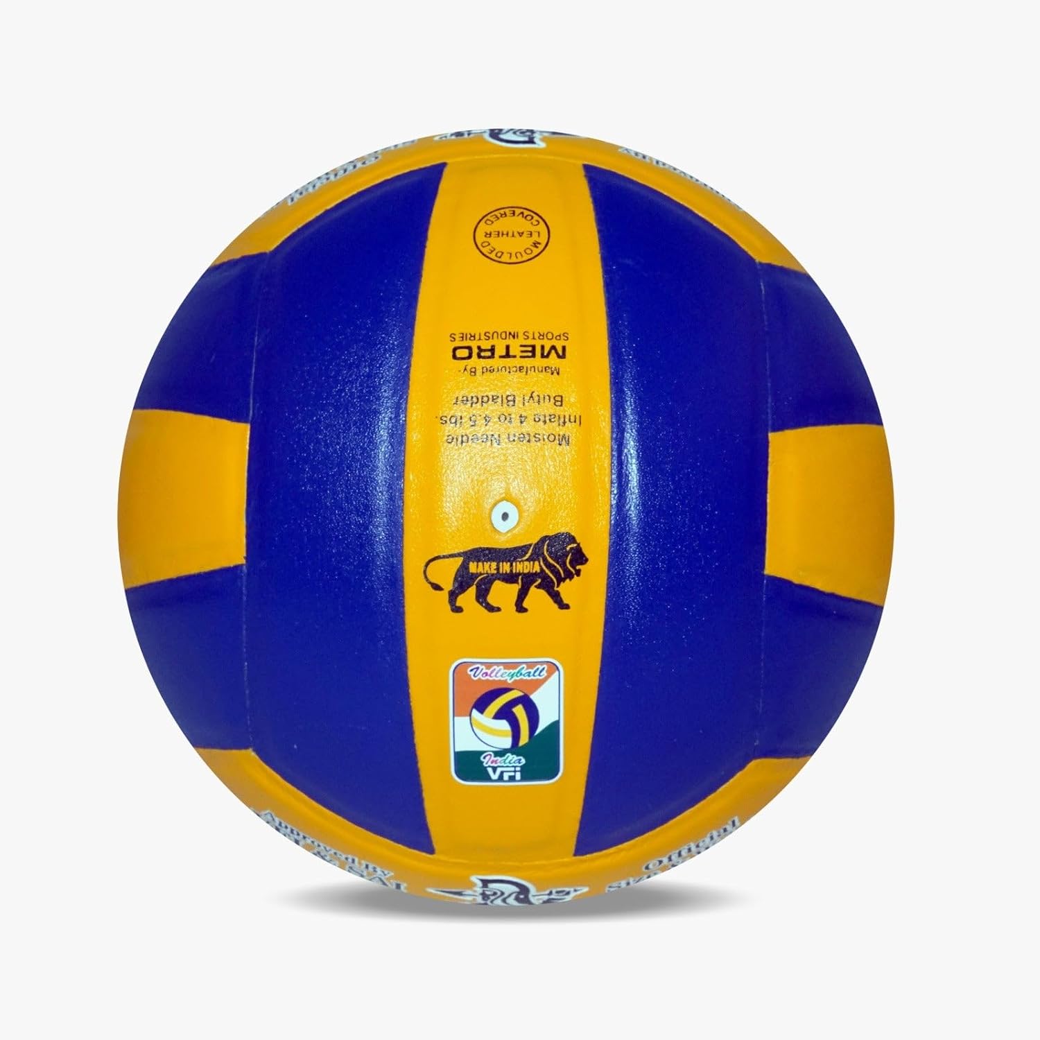 Spartan Super Volley Volleyball, Leather-Pasted Rubber Moulded, Blue and Yellow, Size 4, 18-Panel, Waterproof, Lightweight with Air Pump by Spartan Sports Corporation