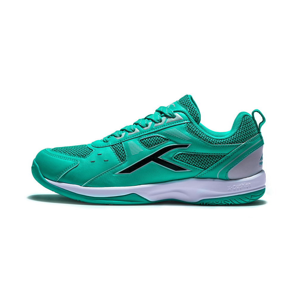 Hundred Raze Badminton Shoes (Non Marking) | Also Perfect for Squash, Table Tennis, & Indoor Sports | Lightweight & Durable | X-Cushion, Active Grip Sole (White/Orange/Deep Sea Blue ; 8 UK)