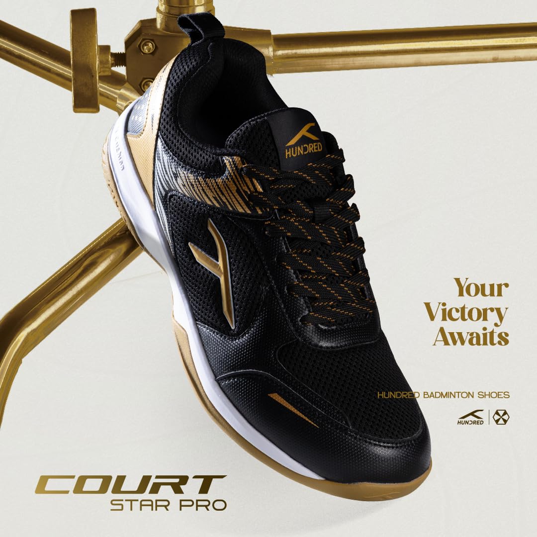 Hundred Court Star Pro Non Marking Badminton Shoes | Also Perfect for Squash, Table Tennis, Volleyball, Basketball & Indoor Sports | Lightweight & Durable