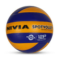 Nivia Spotvolley Volleyball, Match Ball, 12 Panels, Genuine Leather Pasted, Butyl Threadwounded Bladder, As Per VFI Standard, to Play on All Indoor & Outdoor Surfaces (Size - 4, Yellow/Blue)