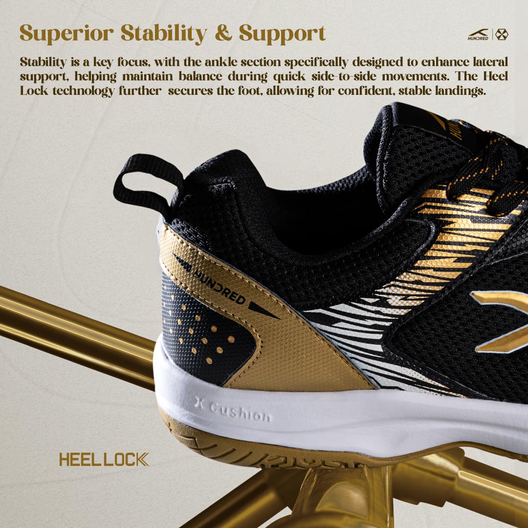 Hundred Court Star Pro Non Marking Badminton Shoes | Also Perfect for Squash, Table Tennis, Volleyball, Basketball & Indoor Sports | Lightweight & Durable