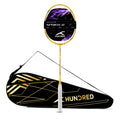 Hundred Nitrix 10 Badminton Racket (Strung) | Carbon Fiber Frame | Head-Heavy Attacking Racket | Flexible Shaft for Powerful Smashes | Max Tension 30 lbs | Full Cover Included