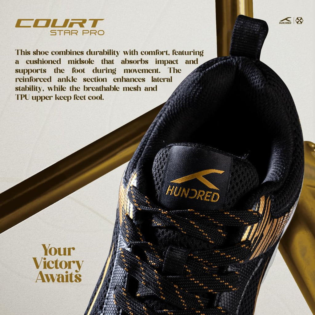 Hundred Court Star Pro Non Marking Badminton Shoes | Also Perfect for Squash, Table Tennis, Volleyball, Basketball & Indoor Sports | Lightweight & Durable