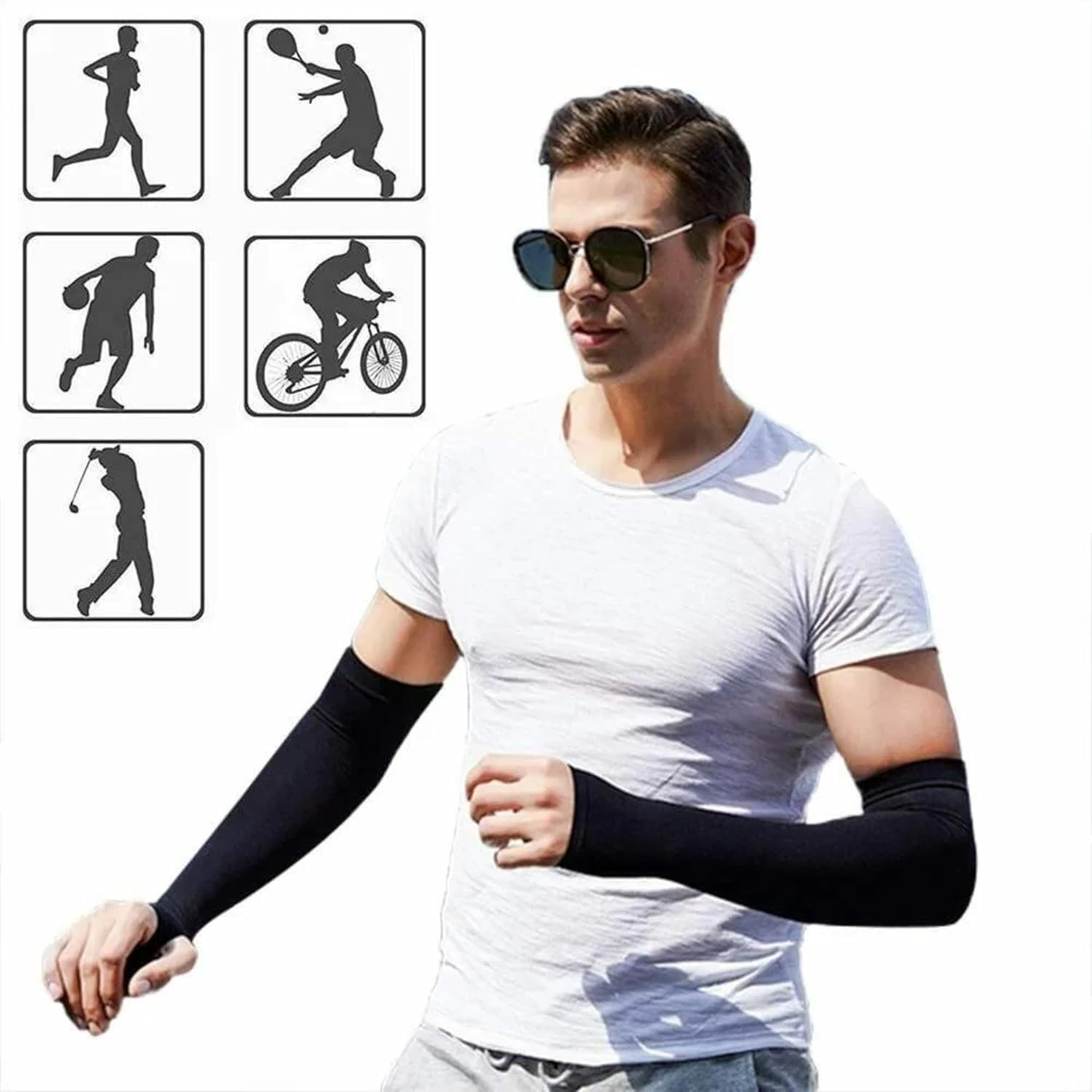 Yuneek Arm Sleeves For Men & Women UV Sun Protection, UPF 50 Cool Arm Hand Cover Unisex For Bike ride,Golf,cricket,cycling,yoga,gym Sports