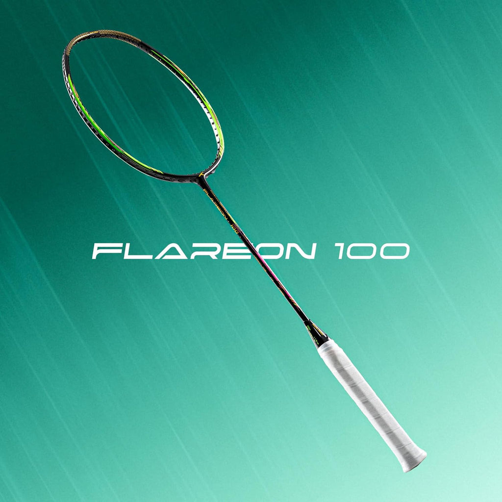 Hundred Flareon 100 Badminton Racket (Strung)| Carbon Fiber Frame | Speed Racket for Fast Swings | Flexible Shaft | Max Tension 30 lbs | Full Cover Included