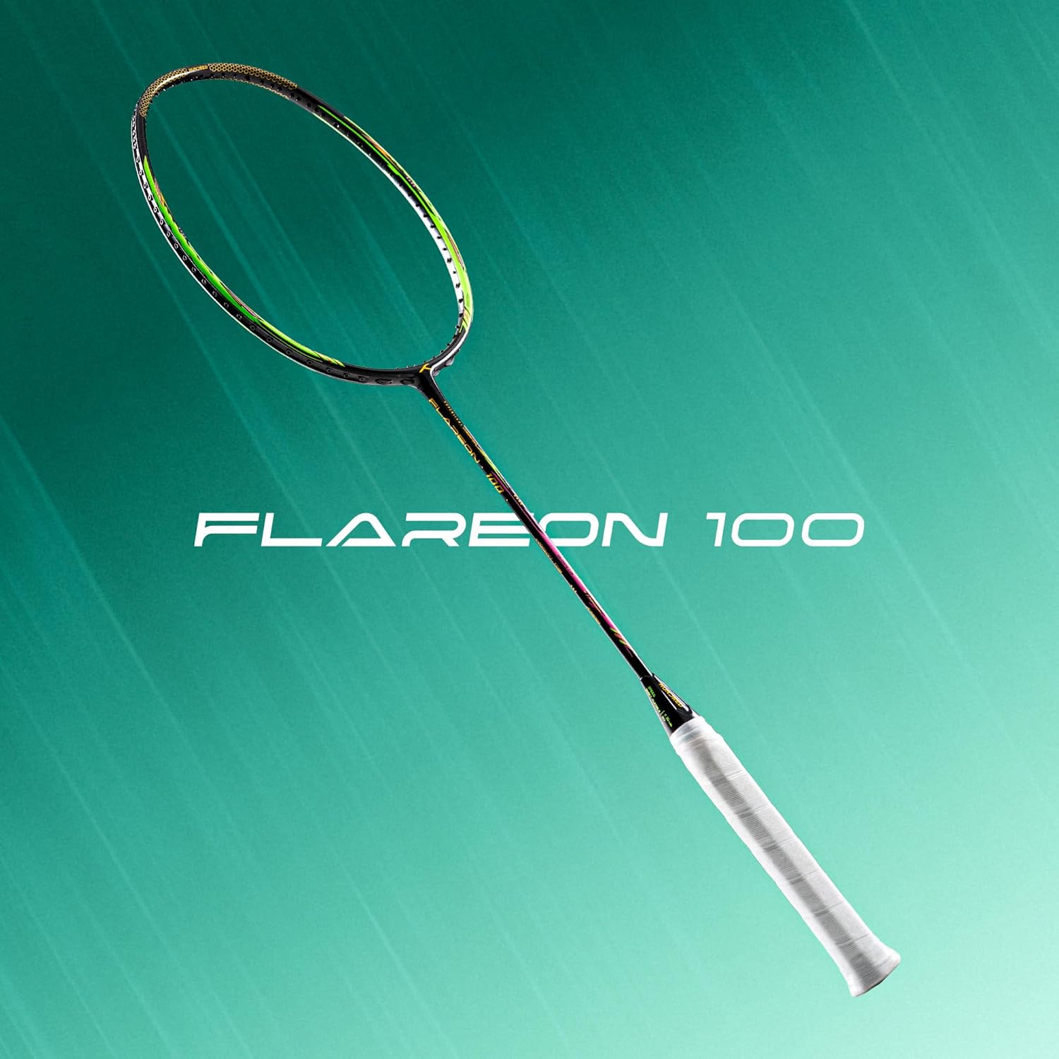 Hundred Flareon 100 Badminton Racket (Strung)| Carbon Fiber Frame | Speed Racket for Fast Swings | Flexible Shaft | Max Tension 30 lbs | Full Cover Included