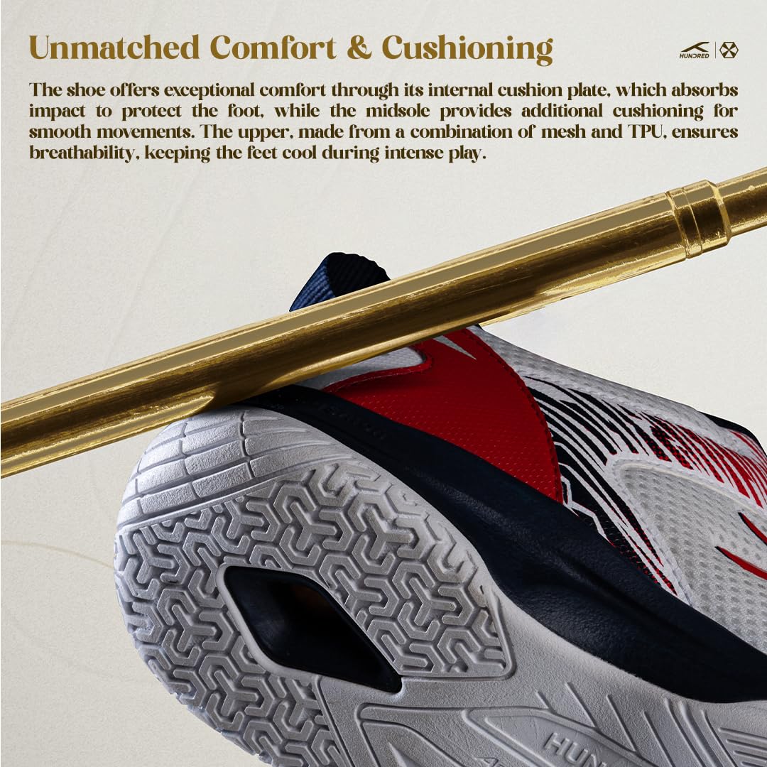 Hundred Court Star Pro Non Marking Badminton Shoes | Also Perfect for Squash, Table Tennis, Volleyball, Basketball & Indoor Sports | Lightweight & Durable