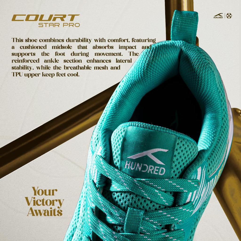 Hundred Court Star Pro Non Marking Badminton Shoes | Also Perfect for Squash, Table Tennis, Volleyball, Basketball & Indoor Sports | Lightweight & Durable