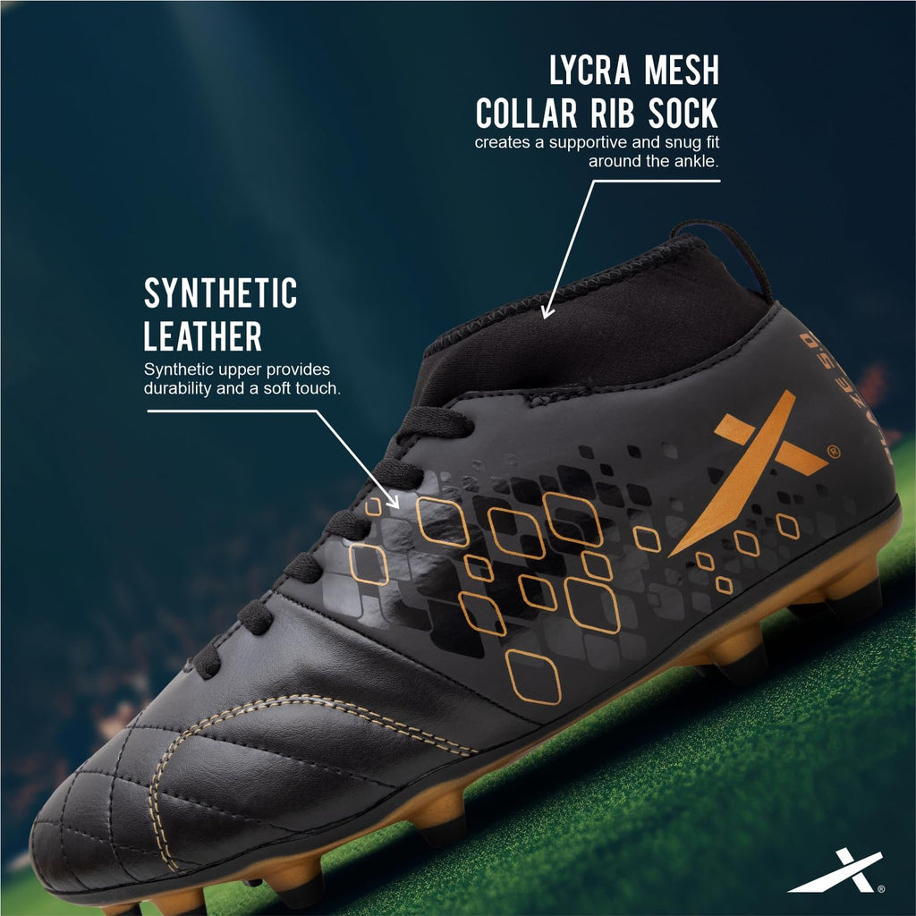 Vector X Men's Blaze Series Football Shoes with TPU/Synthetic Leather Upper|Comfortable Soccer Sports Shoe |Footwear Studs for Adult, Men & Boys | Walking |Lace-Up