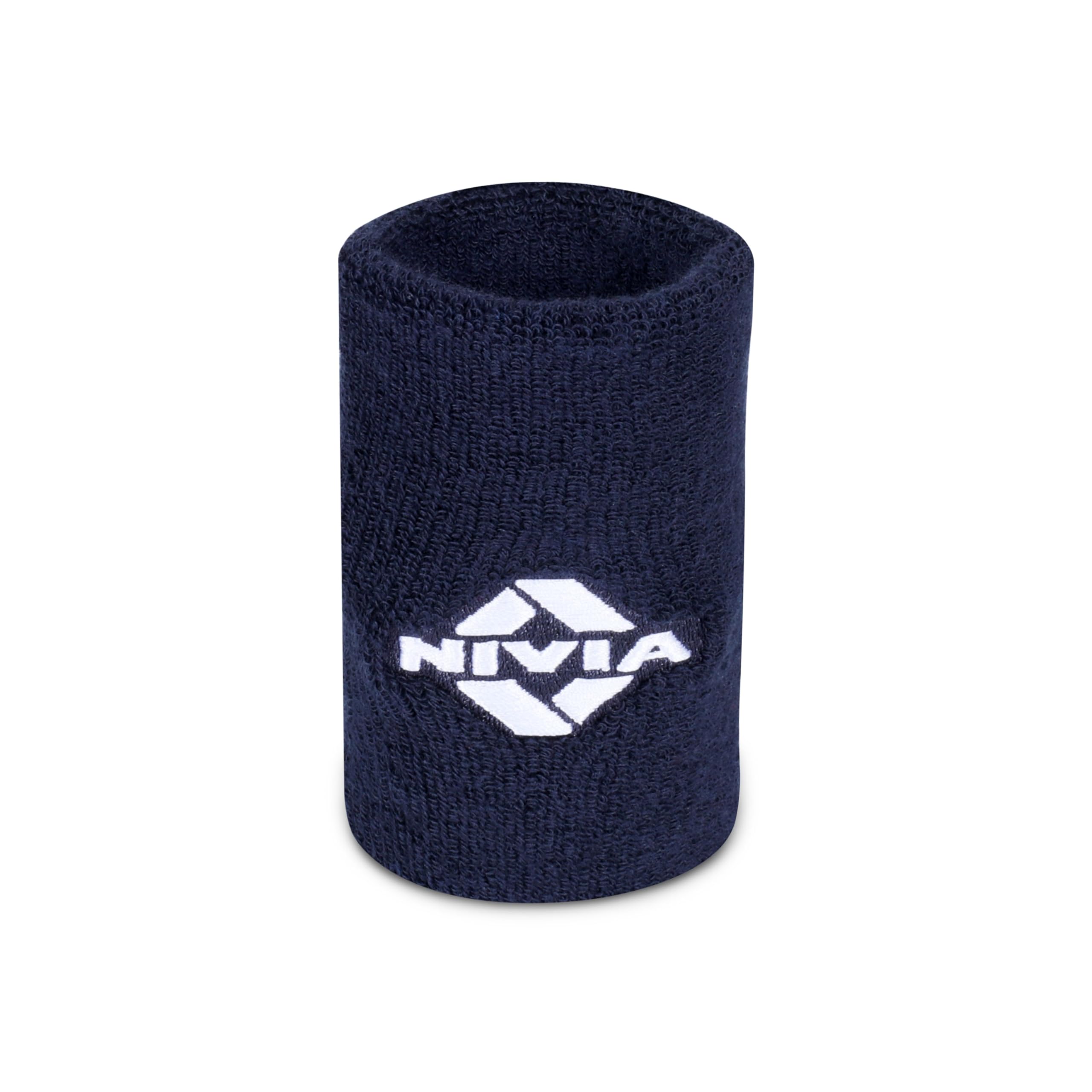 Nivia Sweatband for Men & Women, Wristbands for Tennis, Basketball, Running, Sweat Band for Gym & Athletes (Small, White),Cotton