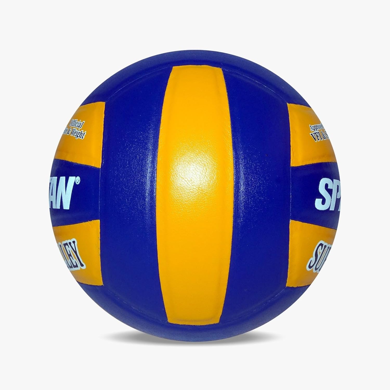 Spartan Super Volley Volleyball, Leather-Pasted Rubber Moulded, Blue and Yellow, Size 4, 18-Panel, Waterproof, Lightweight with Air Pump by Spartan Sports Corporation