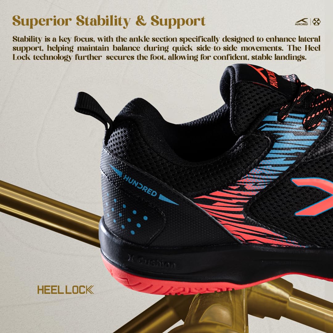 Hundred Court Star Pro Non Marking Badminton Shoes | Also Perfect for Squash, Table Tennis, Volleyball, Basketball & Indoor Sports | Lightweight & Durable