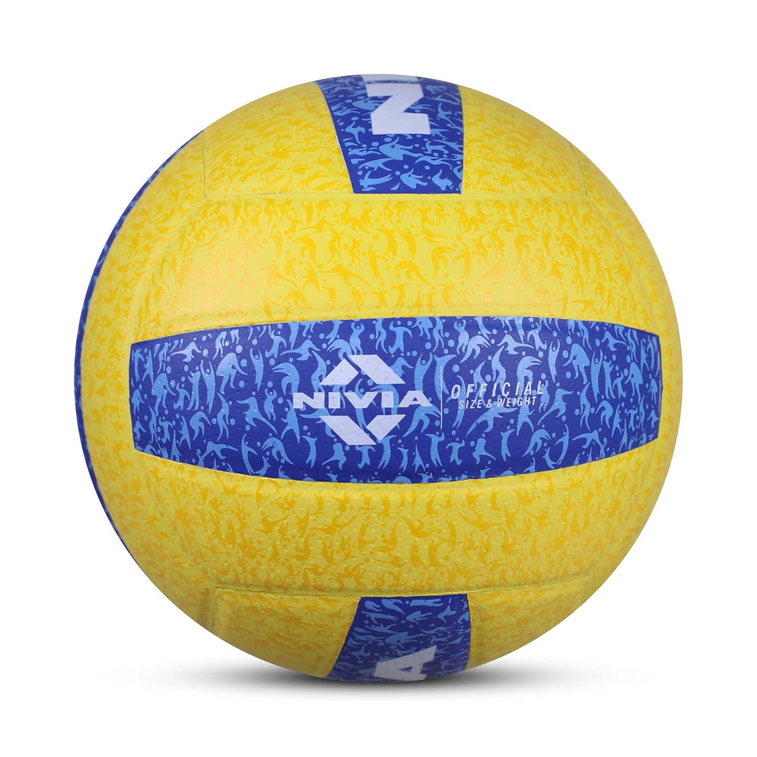 Nivia G-2020 Volleyball, Match Ball, 18 Panels, PU Leather Pasted with Grainy & Dimpled Texture, to Play on All Indoor & Outdoor Surfaces (Size - 4, Yellow/Blue)