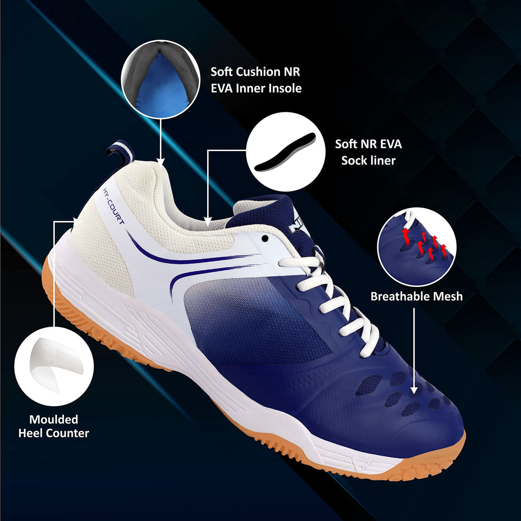 Nivia HY-Court 2.0 Badminton Shoe for Mens | Rubber Sole Shoes with Upper Mesh for Sports, Badminton, Volleyball, Squash, Table Tennis, Nonmarking Sole