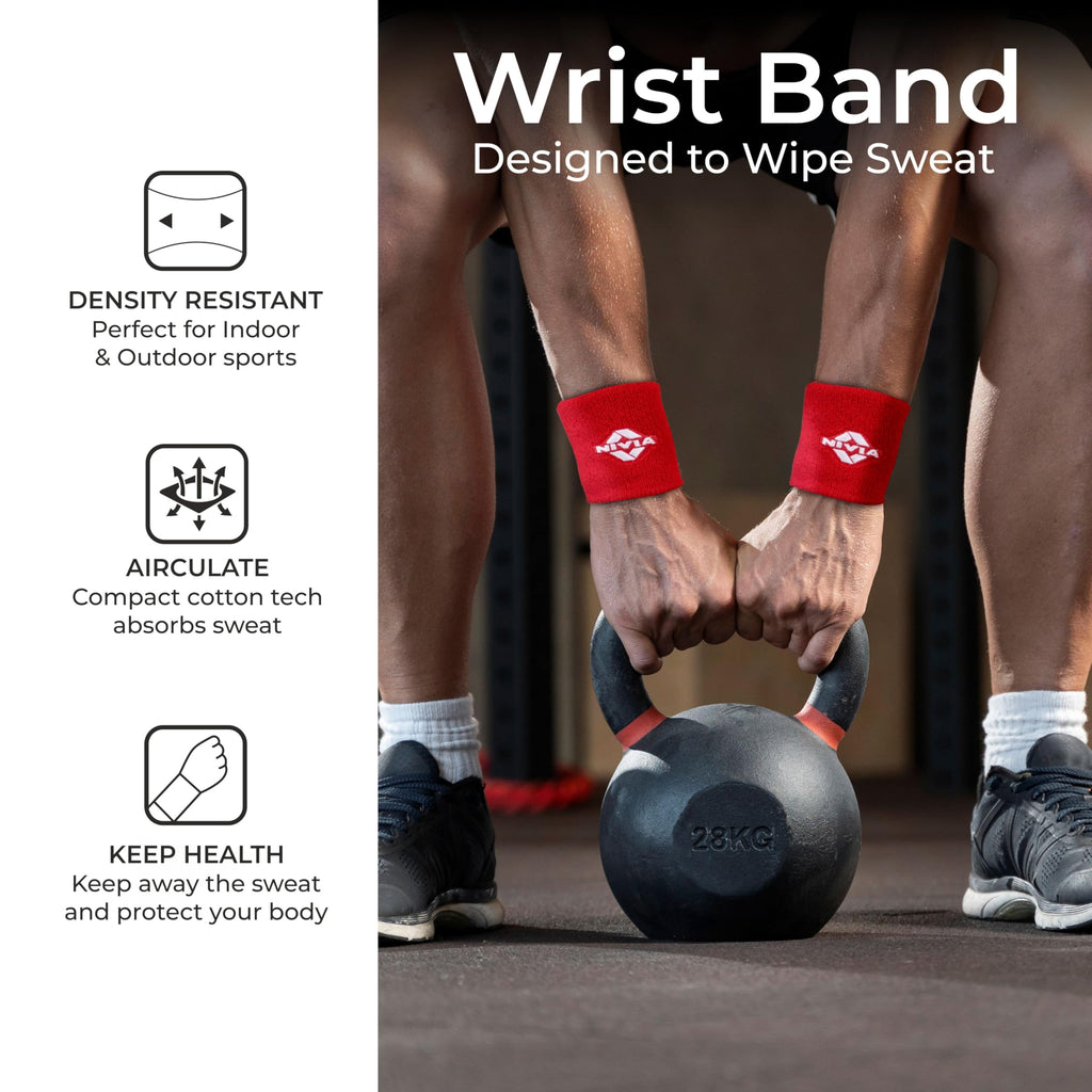 Nivia Sweatband for Men & Women, Wristbands for Tennis, Basketball, Running, Sweat Band for Gym & Athletes (Small, White),Cotton