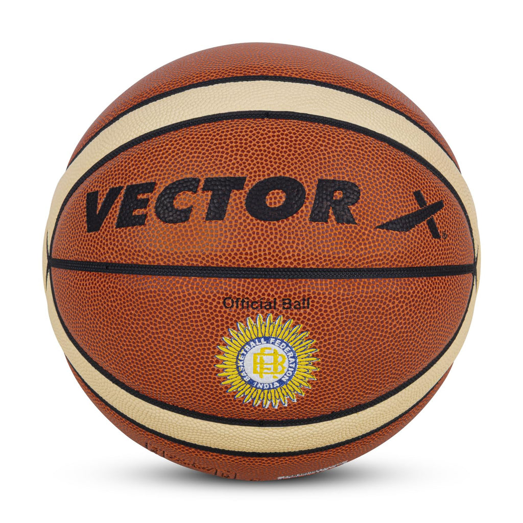 Vector X Basketball X-Pro |14 Pannel | Dual Tone Design | Woven Butyl Bladder | BBFI Approved | Official Match Ball | Premium Rubber | Color - Brown (7)