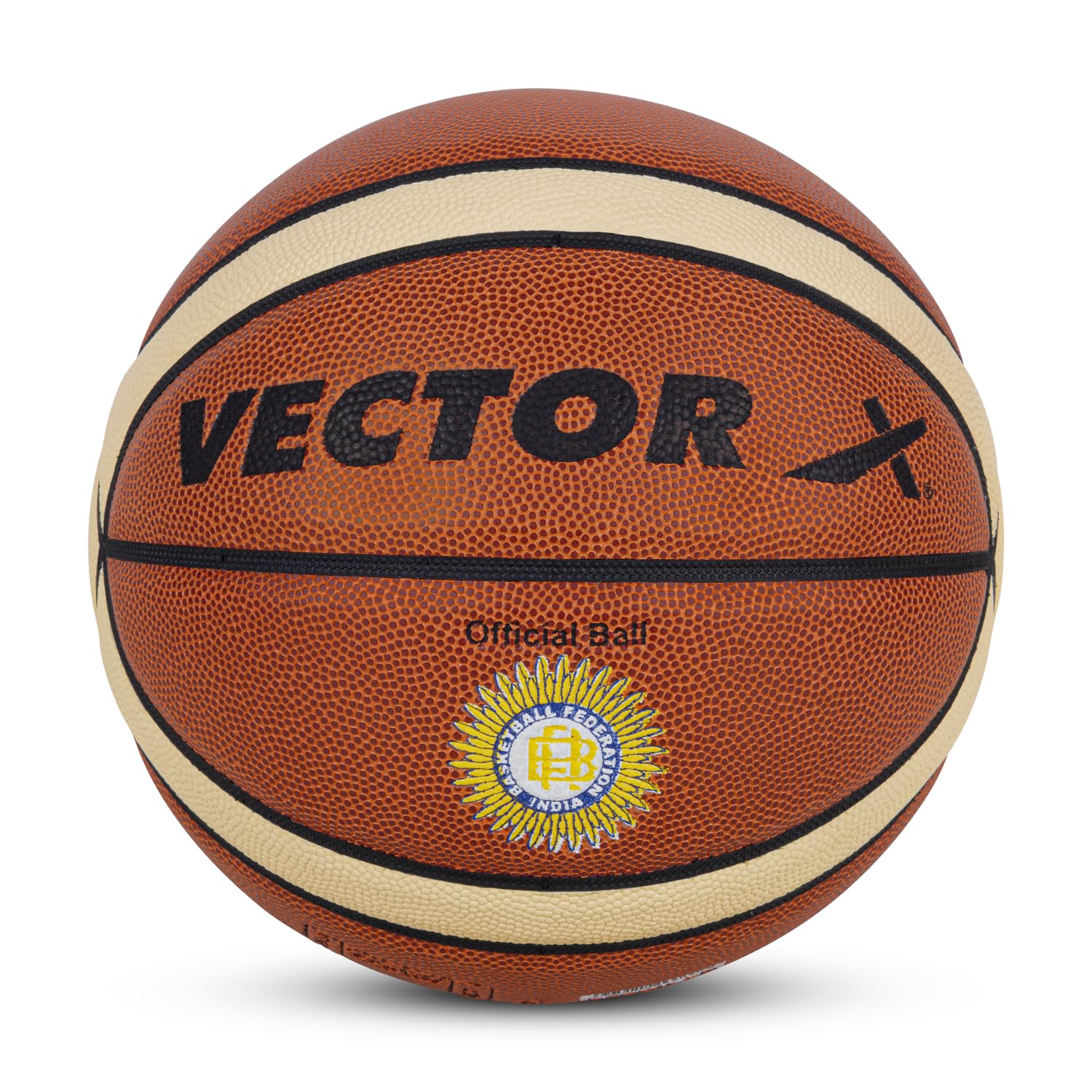 Vector X Basketball X-Pro |14 Pannel | Dual Tone Design | Woven Butyl Bladder | BBFI Approved | Official Match Ball | Premium Rubber | Color - Brown (7)