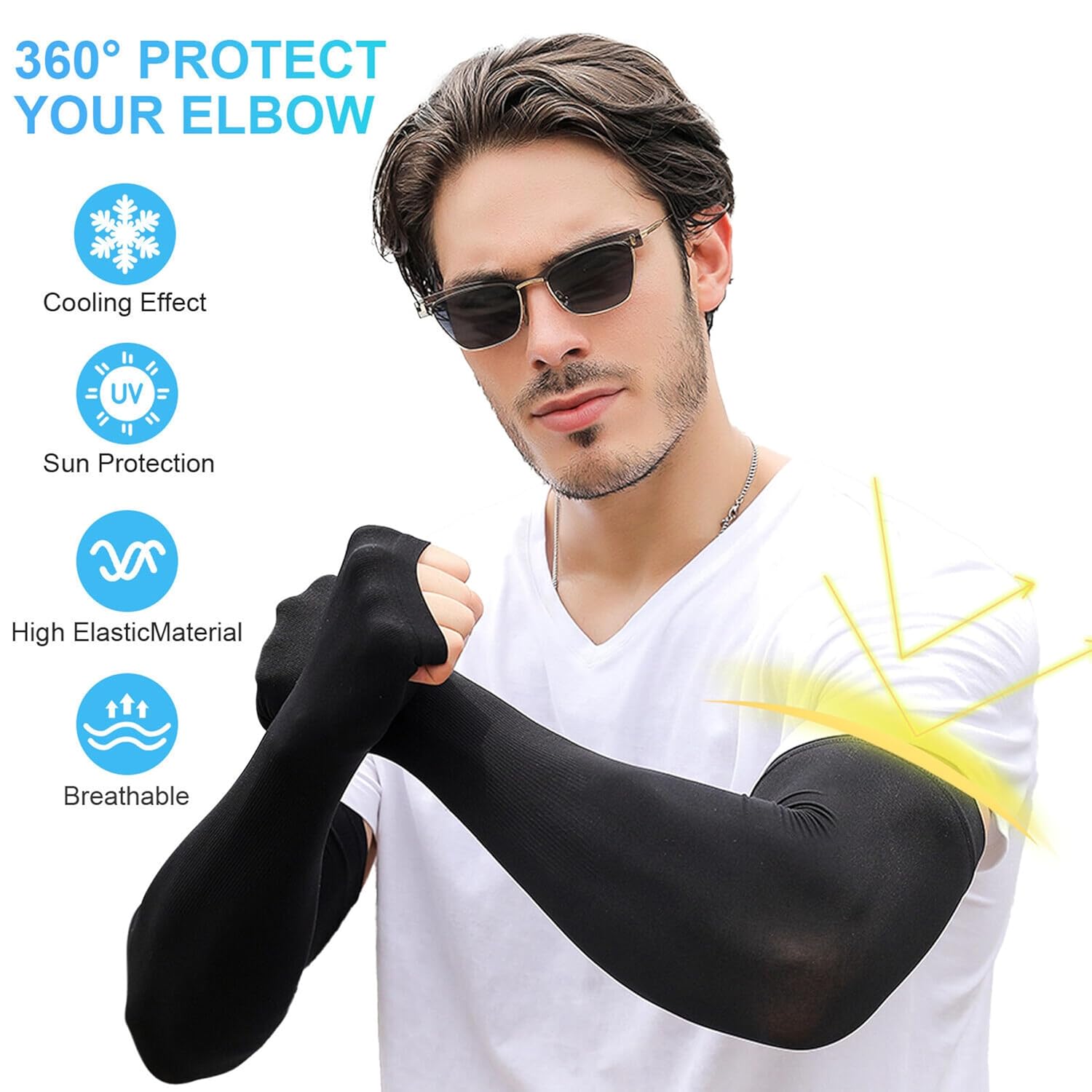 Yuneek Arm Sleeves For Men & Women UV Sun Protection, UPF 50 Cool Arm Hand Cover Unisex For Bike ride,Golf,cricket,cycling,yoga,gym Sports