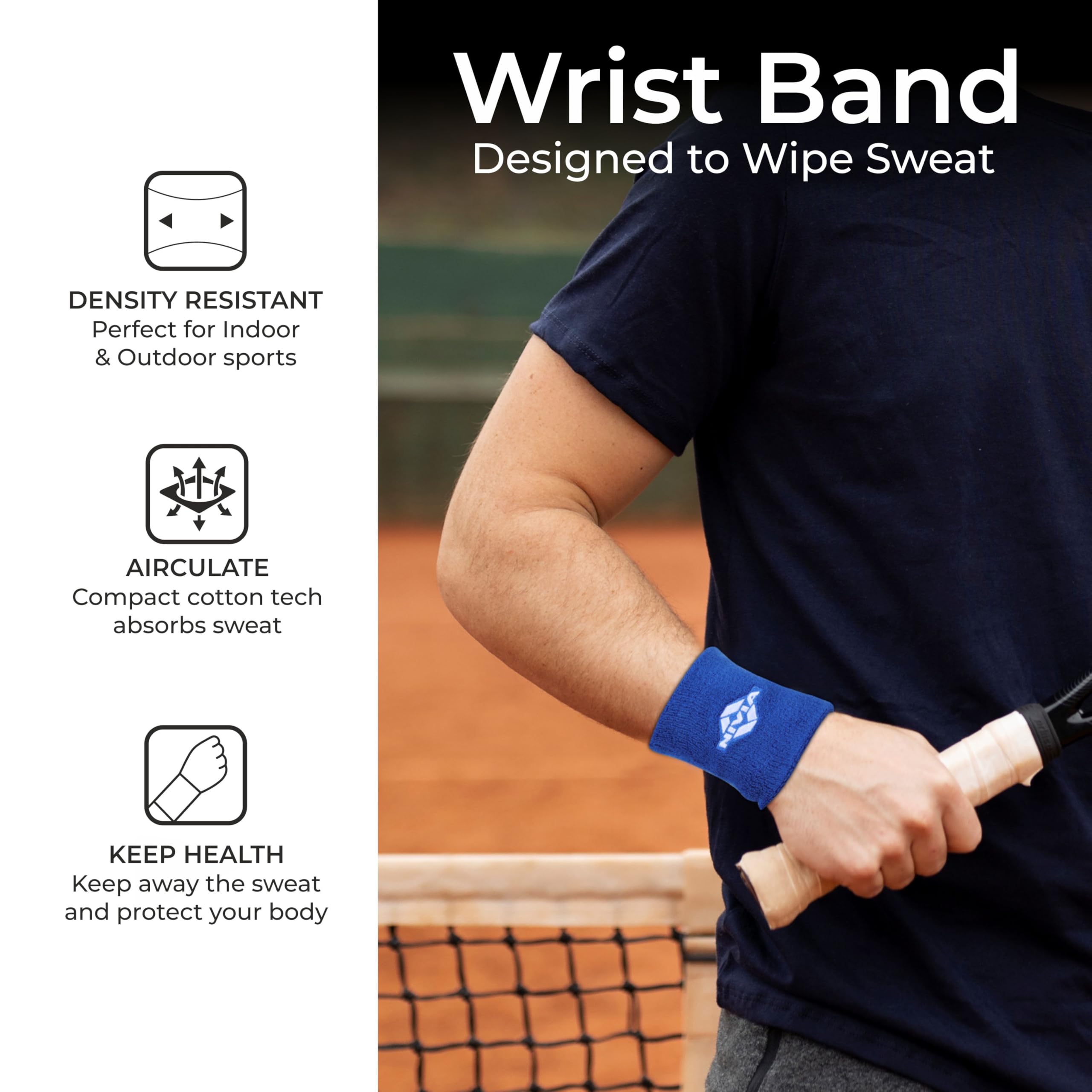 Nivia Sweatband for Men & Women, Wristbands for Tennis, Basketball, Running, Sweat Band for Gym & Athletes (Small, White),Cotton