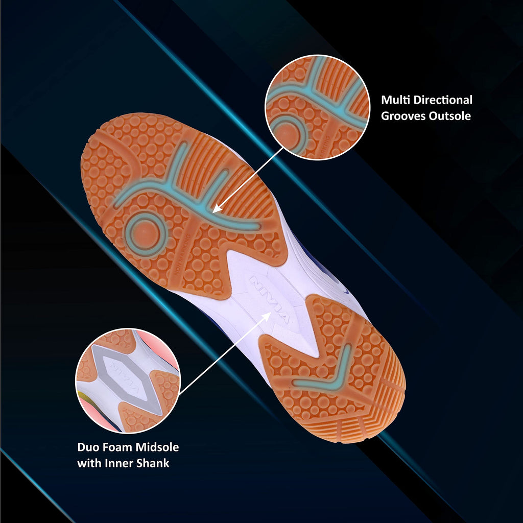 Nivia HY-Court 2.0 Badminton Shoe for Mens | Rubber Sole Shoes with Upper Mesh for Sports, Badminton, Volleyball, Squash, Table Tennis, Nonmarking Sole
