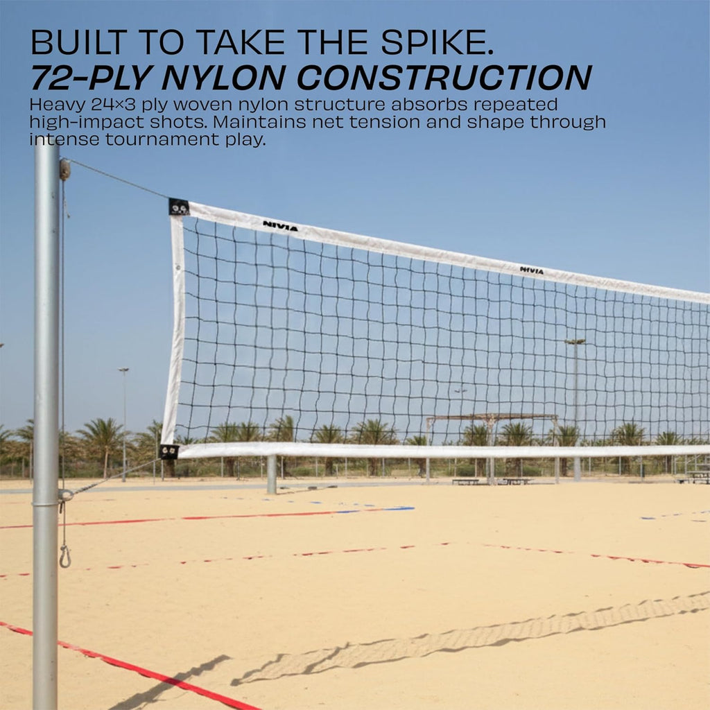 Nivia Volleyball Net, Volleyball Net for Indoor and Outdoor Sports, Professional Sports Equipment, Heavy 24×3 Ply Woven Nylon (White)