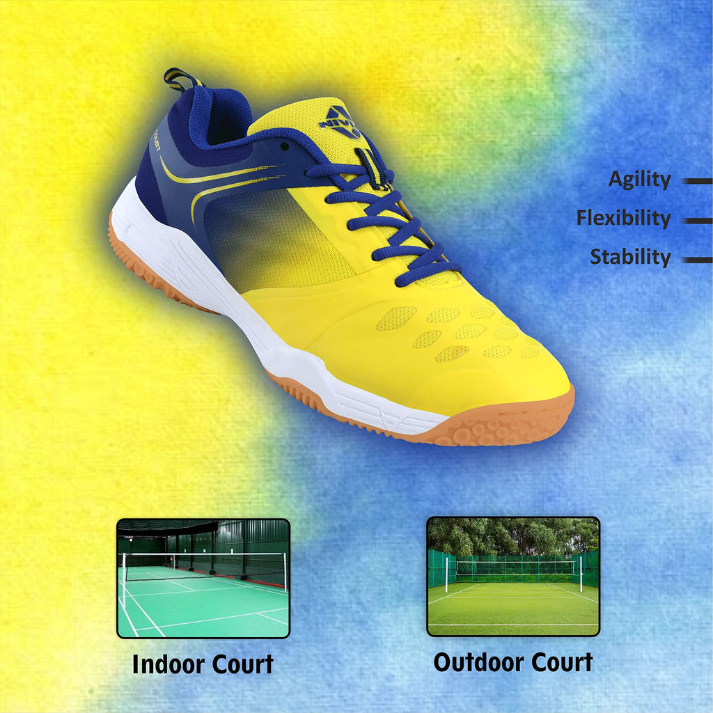 Nivia HY-Court 2.0 Badminton Shoe for Mens | Rubber Sole Shoes with Upper Mesh for Sports, Badminton, Volleyball, Squash, Table Tennis, Nonmarking Sole