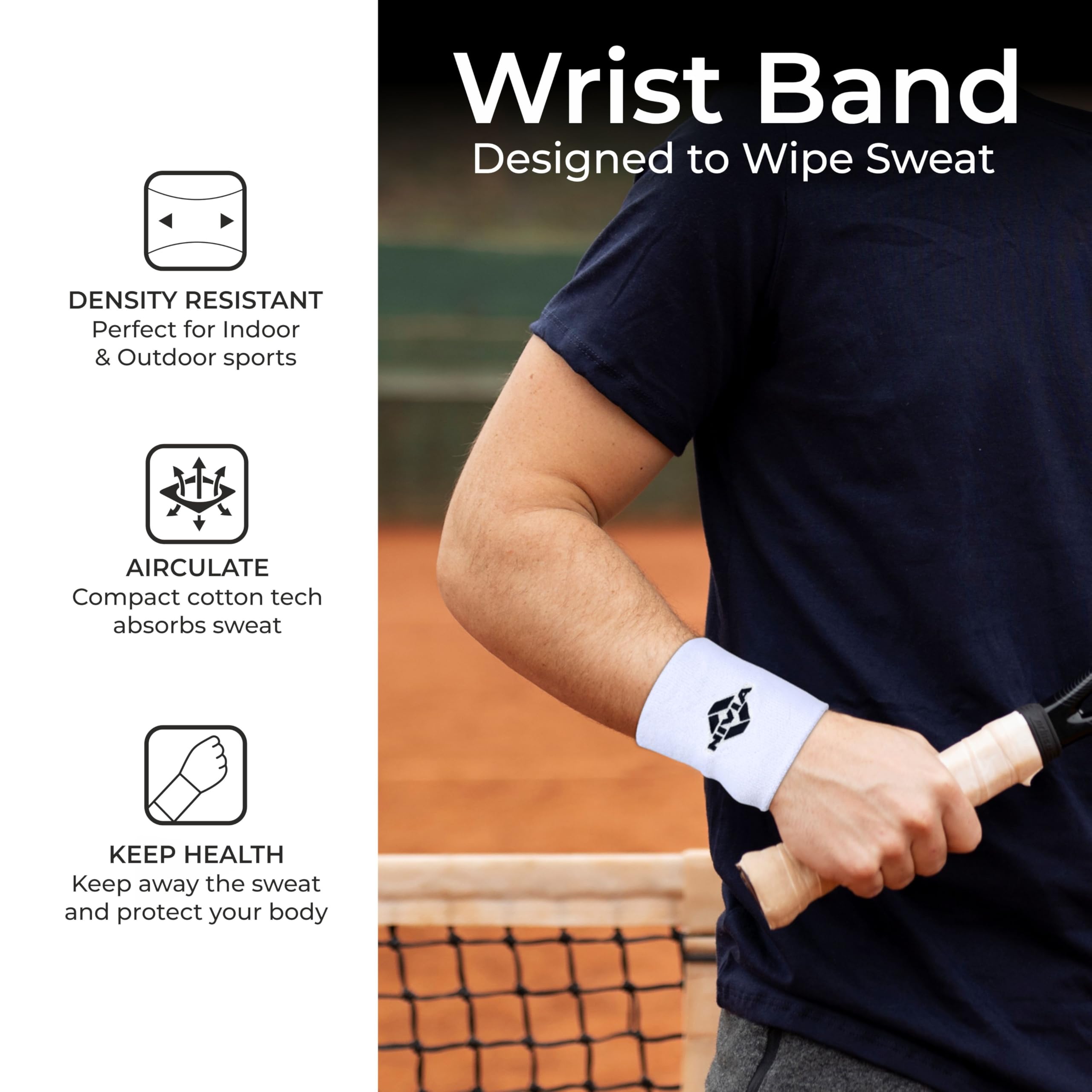 Nivia Sweatband for Men & Women, Wristbands for Tennis, Basketball, Running, Sweat Band for Gym & Athletes (Small, White),Cotton