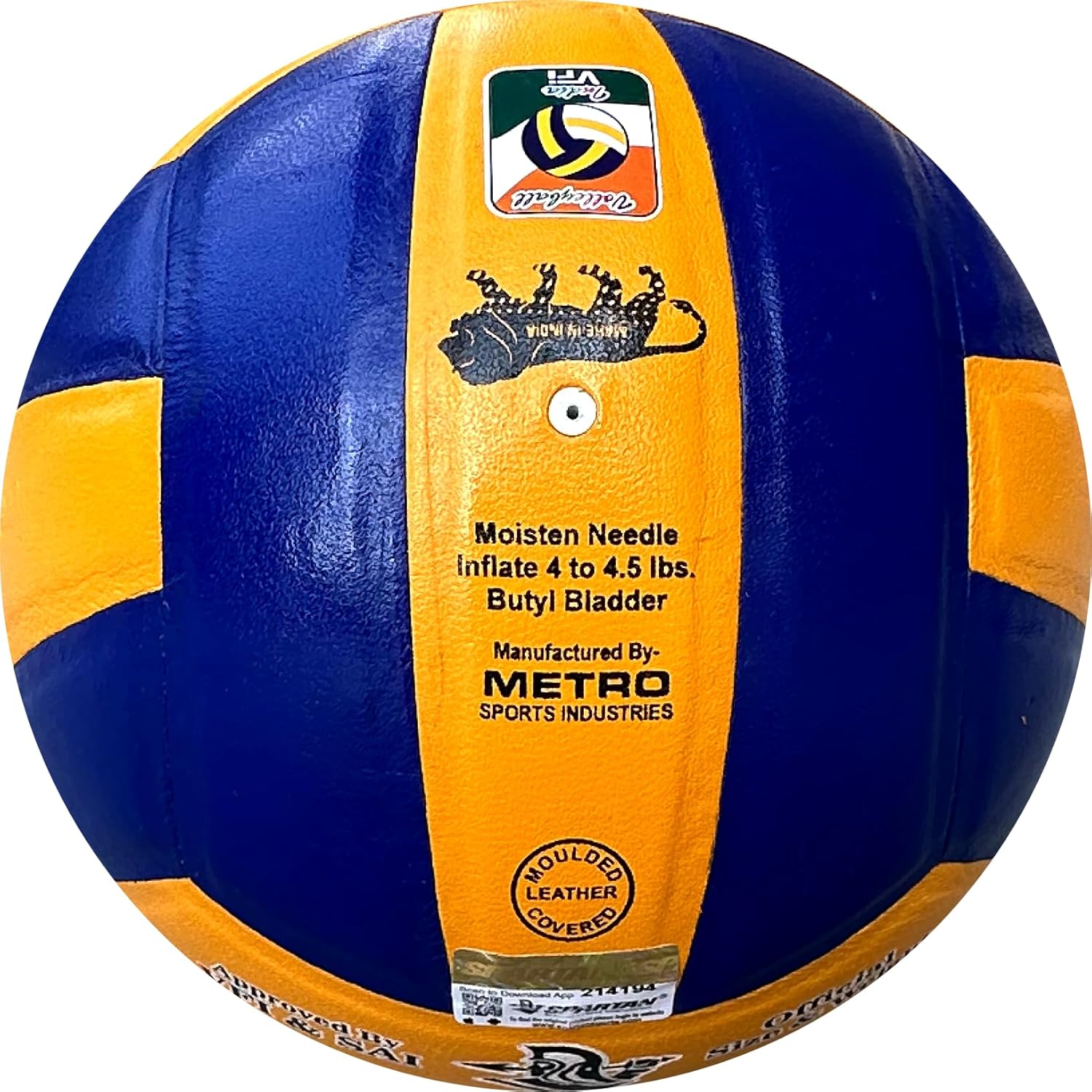 Spartan Shoot Volley Official Match Ball, Genuine Leather, 18 Panel Construction, VFI & SAI Approved