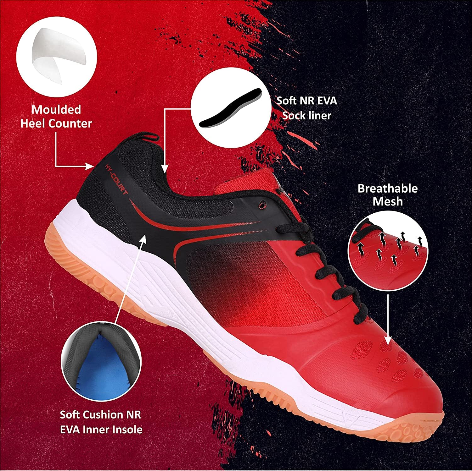 Nivia HY-Court 2.0 Badminton Shoe for Mens | Rubber Sole Shoes with Upper Mesh for Sports, Badminton, Volleyball, Squash, Table Tennis, Nonmarking Sole