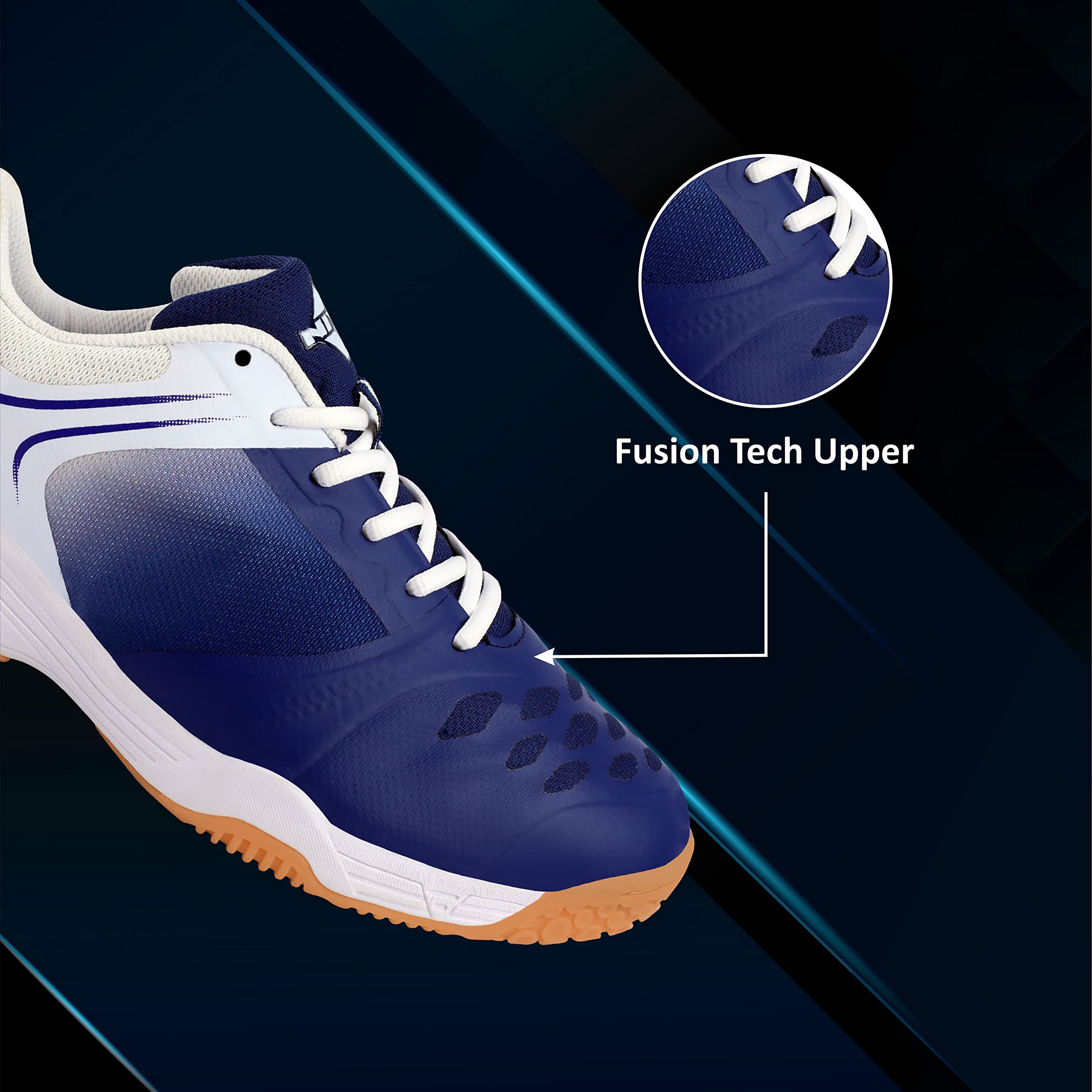 Nivia HY-Court 2.0 Badminton Shoe for Mens | Rubber Sole Shoes with Upper Mesh for Sports, Badminton, Volleyball, Squash, Table Tennis, Nonmarking Sole