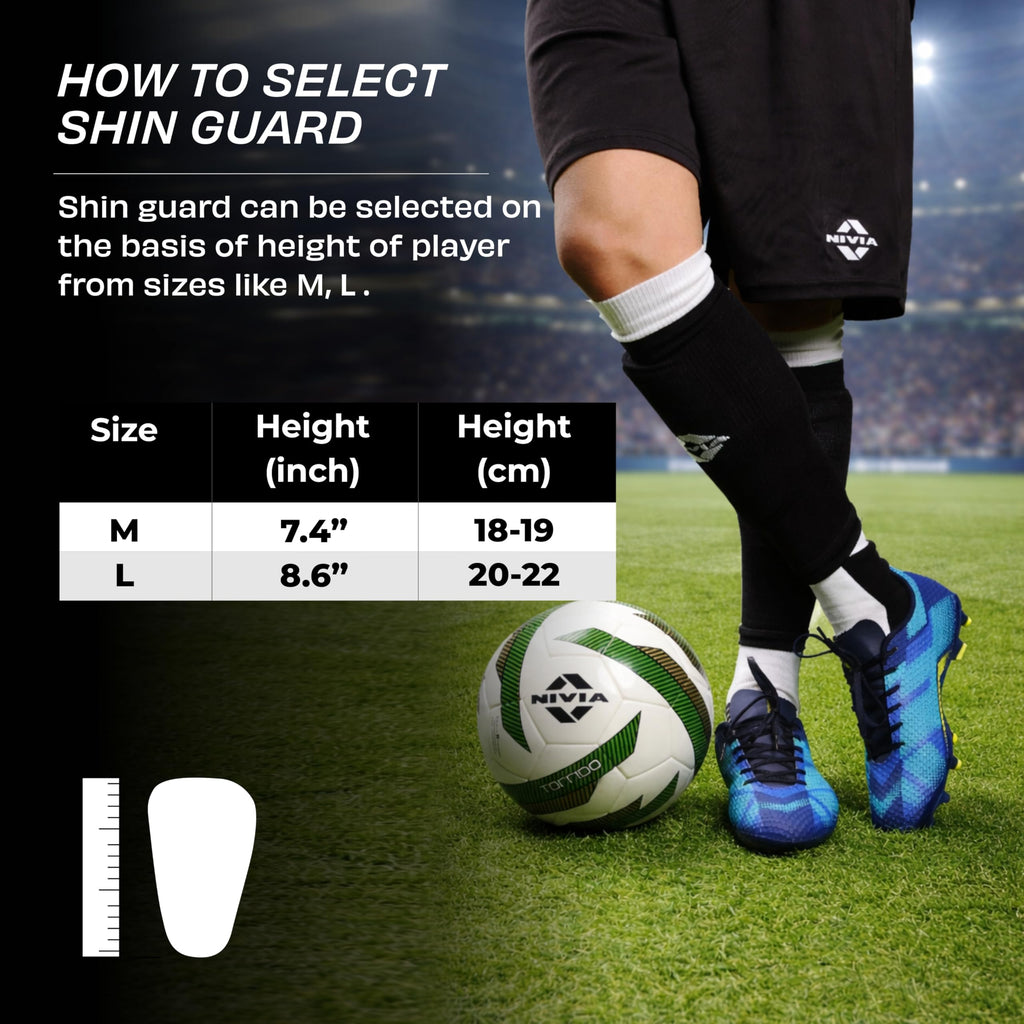 Nivia Classic Shin Guards with Sleeves for Youth and Adults, for Football Games Matches, Training, Basketball, Baseball, Cycling, Light Weight & Breathable Shin Guard with Lycra Sleeves (Medium)